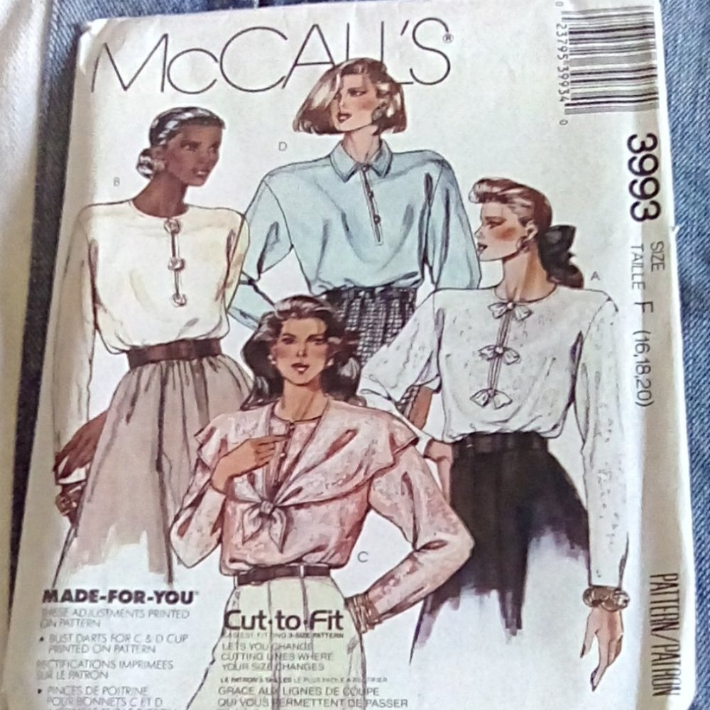 McCall's Misses' blouse in 4 variations 16-20